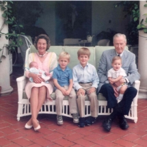 Alice & Fuller Jr. at Porte Cochere with great-grandchildren